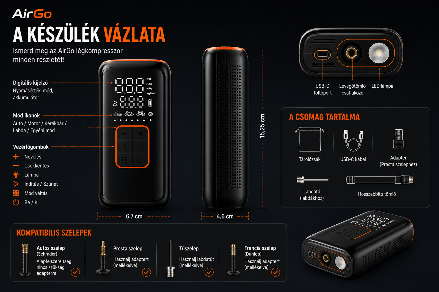 AirGo elektromos légpumpa