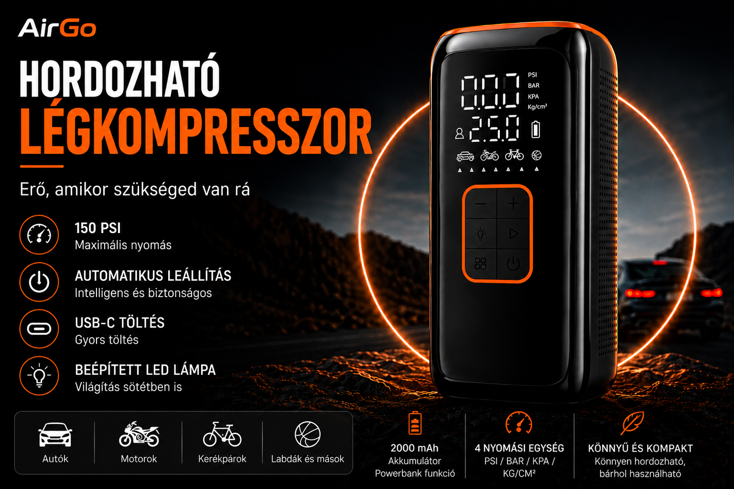 AirGo elektromos légpumpa